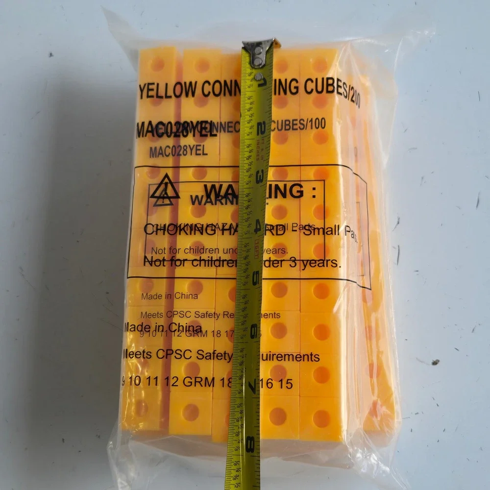Yellow Connecting Cubes 200 Piece Set Math Manipulatives, homeschool, Counting
